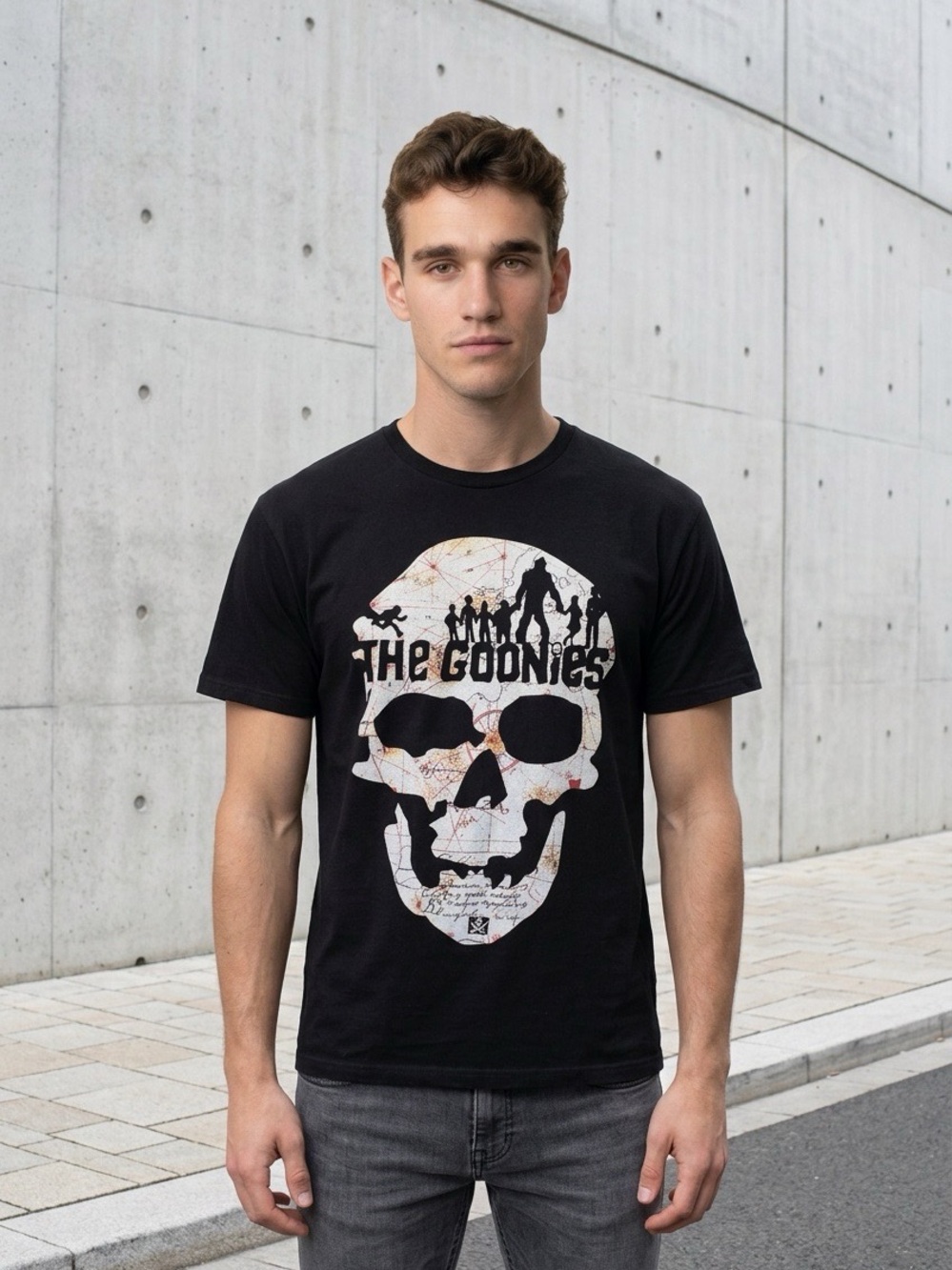 The Goonies Black Graphic Skull Tee - Unbranded